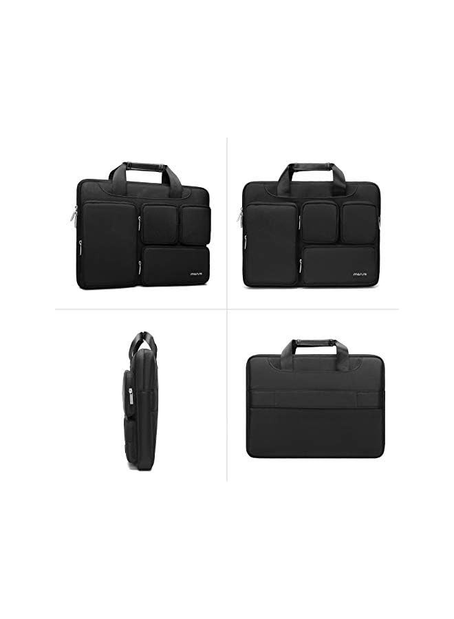 MOSISO Laptop Shoulder Messenger Bag Polyester Briefcase Sleeve with 4 Front Zipper Pockets & Belt