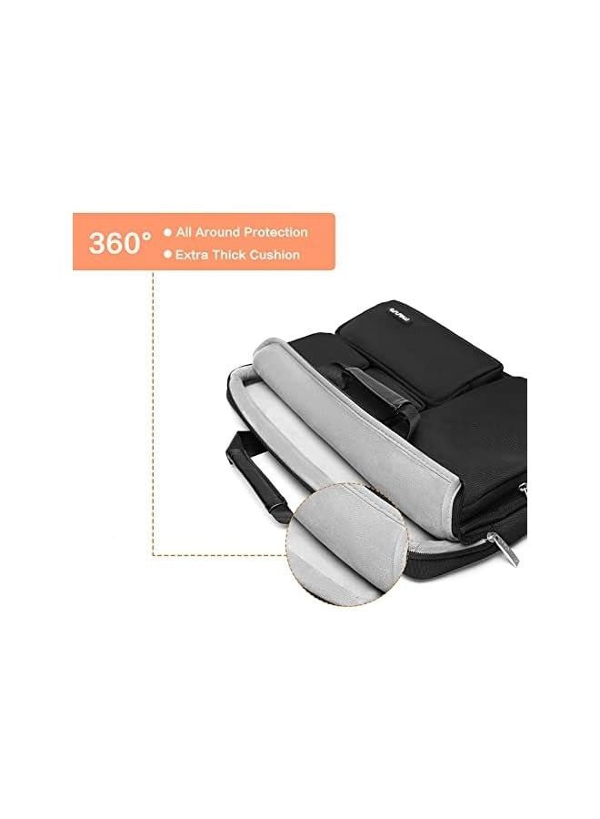 MOSISO Laptop Shoulder Messenger Bag Polyester Briefcase Sleeve with 4 Front Zipper Pockets & Belt