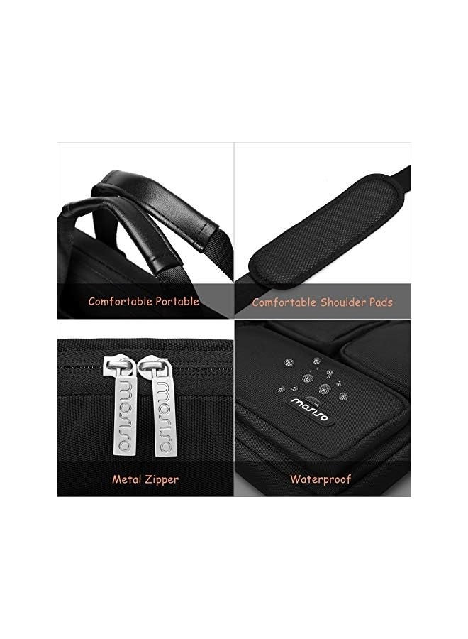 MOSISO Laptop Shoulder Messenger Bag Polyester Briefcase Sleeve with 4 Front Zipper Pockets & Belt