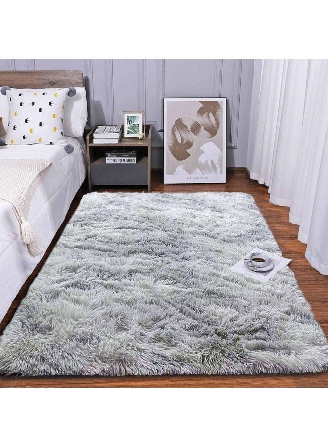 Soft Rugs Fluffy Carpets Tie-Dye Rugs for Living Room Bedroom Nursery Home Decor Non-Slip Machine Washable Carpet Home Decorative Carpet 100x160 cm Grey