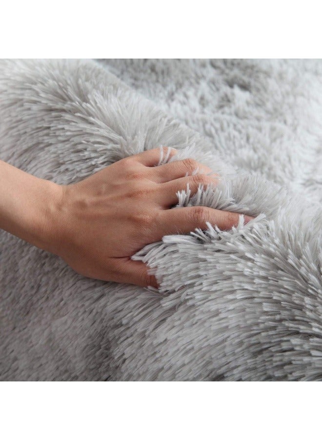 Soft Rugs Fluffy Carpets Tie-Dye Rugs for Living Room Bedroom Nursery Home Decor Non-Slip Machine Washable Carpet Home Decorative Carpet 100x160 cm Grey