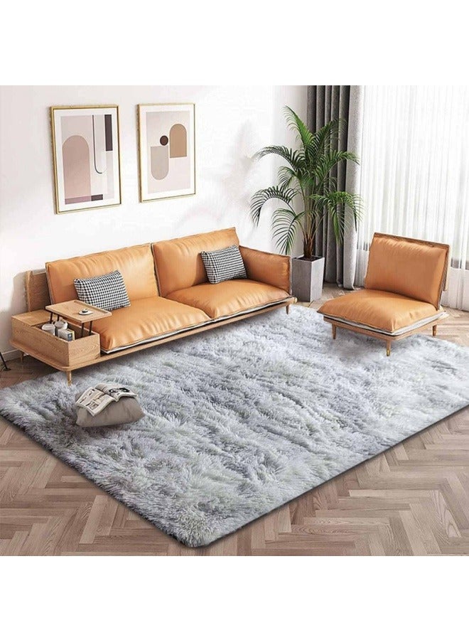 Soft Rugs Fluffy Carpets Tie-Dye Rugs for Living Room Bedroom Nursery Home Decor Non-Slip Machine Washable Carpet Home Decorative Carpet 100x160 cm Grey