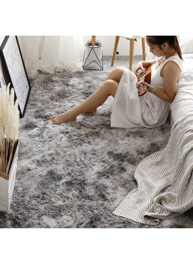 Soft Rugs Fluffy Carpets Tie-Dye Rugs for Living Room Bedroom Nursery Home Decor Non-Slip Machine Washable Carpet Home Decorative Carpet 100x160 cm Grey