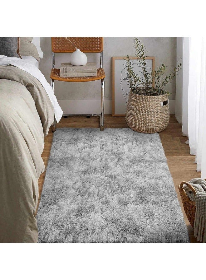 Soft Rugs Fluffy Carpets Tie-Dye Rugs for Living Room Bedroom Nursery Home Decor Non-Slip Machine Washable Carpet Home Decorative Carpet 100x160 cm Grey