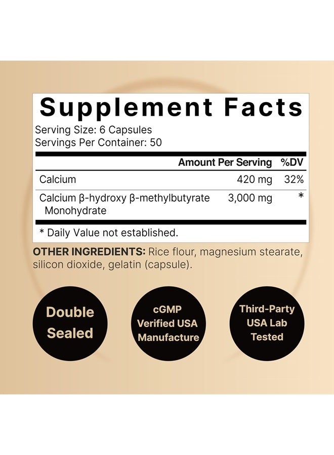 HMB 3,000*mg Per Serving | 300* Capsules, 3X Triple Strength HMB Beta-Hydroxy Beta-Methylbutyrate Supplement – Lean Muscle Mass & Recovery Support – Non-GMO