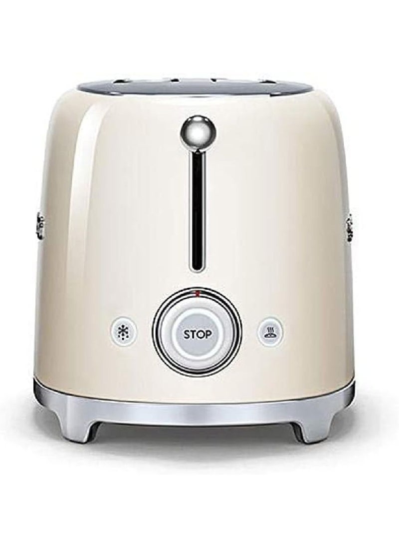 Smeg TSF01CRUK, 50's Retro Style 2 Slice Toaster,6 Browning Levels,2 Extra Wide Bread Slots, Defrost and Reheat Functions, Removable Crumb Tray, Cream, 1 Year Warranty 100 W TSF01CRUK Cream