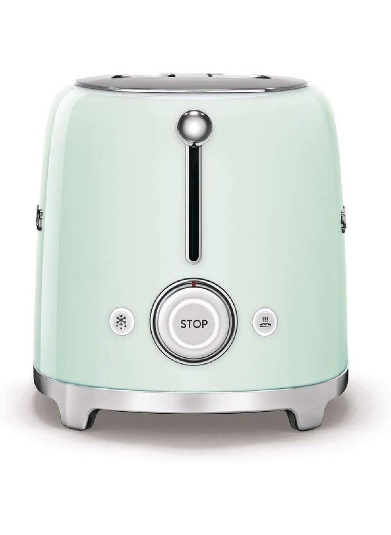 Smeg Tsf01Pguk, 50's Retro Style 2 Slice Toaster,6 Browning Levels,2 Extra Wide Bread Slots, Defrost And Reheat Functions, Removable Crumb Tray, Pastel Green, 950 W Tsf01Pguk Green