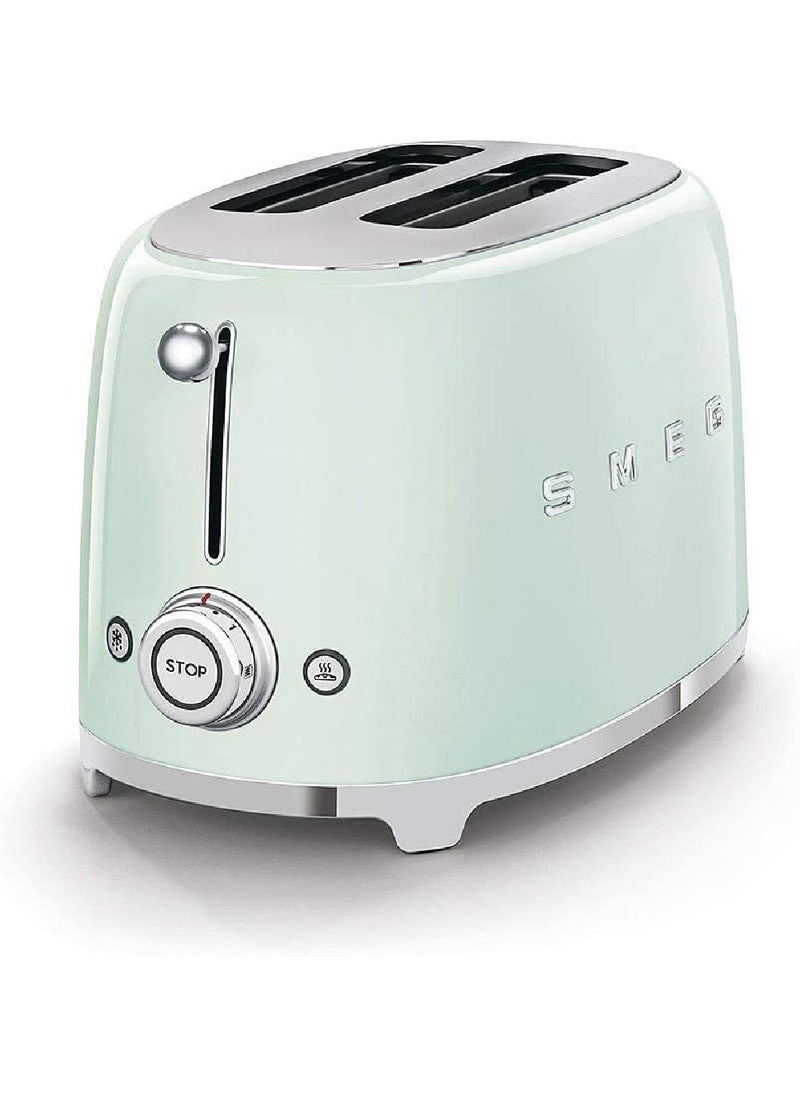 Smeg Tsf01Pguk, 50's Retro Style 2 Slice Toaster,6 Browning Levels,2 Extra Wide Bread Slots, Defrost And Reheat Functions, Removable Crumb Tray, Pastel Green, 950 W Tsf01Pguk Green