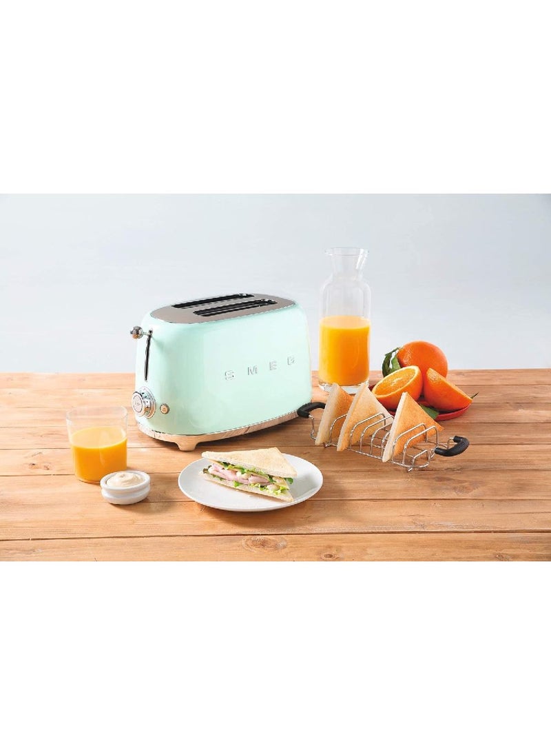 Smeg Tsf01Pguk, 50's Retro Style 2 Slice Toaster,6 Browning Levels,2 Extra Wide Bread Slots, Defrost And Reheat Functions, Removable Crumb Tray, Pastel Green, 950 W Tsf01Pguk Green