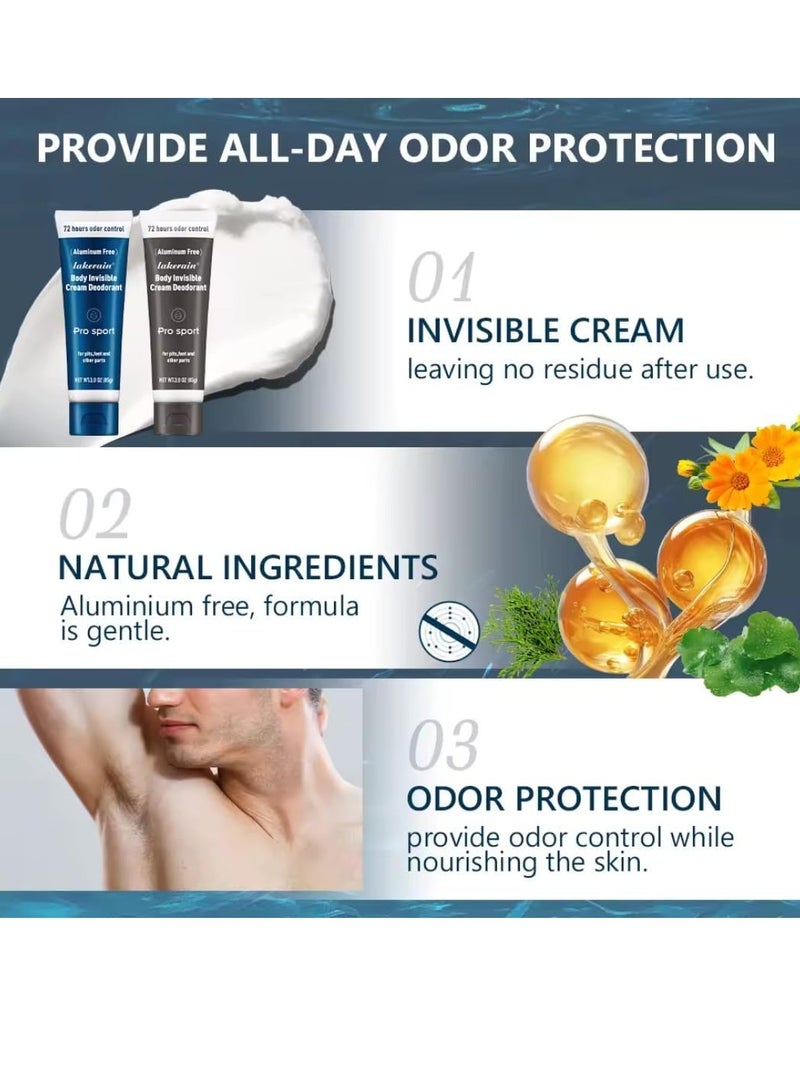 85g Body Invisible Cream Deodorant Pro Spot Woody Spicy 72 Hour Odor Control Cream for Armpit Privates and Other Parts Natural Scented Skin Safe Aluminum Free Body Fragrance Deodorant 02