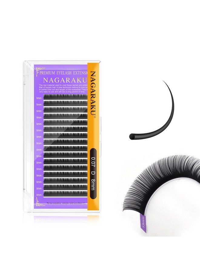 Eyelash Extensions Individual Lashes 0.07Mm D Curl 8Mm Classic Matte Black Soft Natural Professional 16 Rows Beauty Salon Supplies