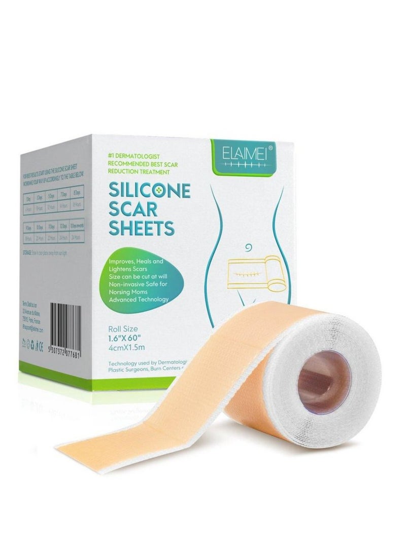 Medical Silicone Scar Sheets Roll 1.5m - Silicone Gel Sheets for Scar Removal, Silicone Sheets For Removing Scars Painlessly, Reusable Scar Gel Treatment,Cut Custom Size Strips