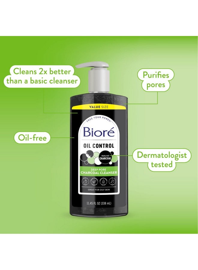 Biore Deep Pore Charcoal Face Wash Daily Facial Cleanser For Dirt & Makeup Removal For Oily Skin Value Size 11.45 Fl Oz