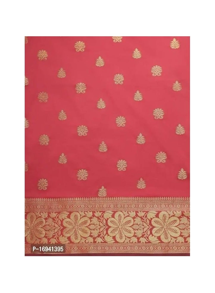 Women's Pure Banarasi Silk Saree Kanjivaram Style Saree With Blouse Piece For Wedding (Vruksh)