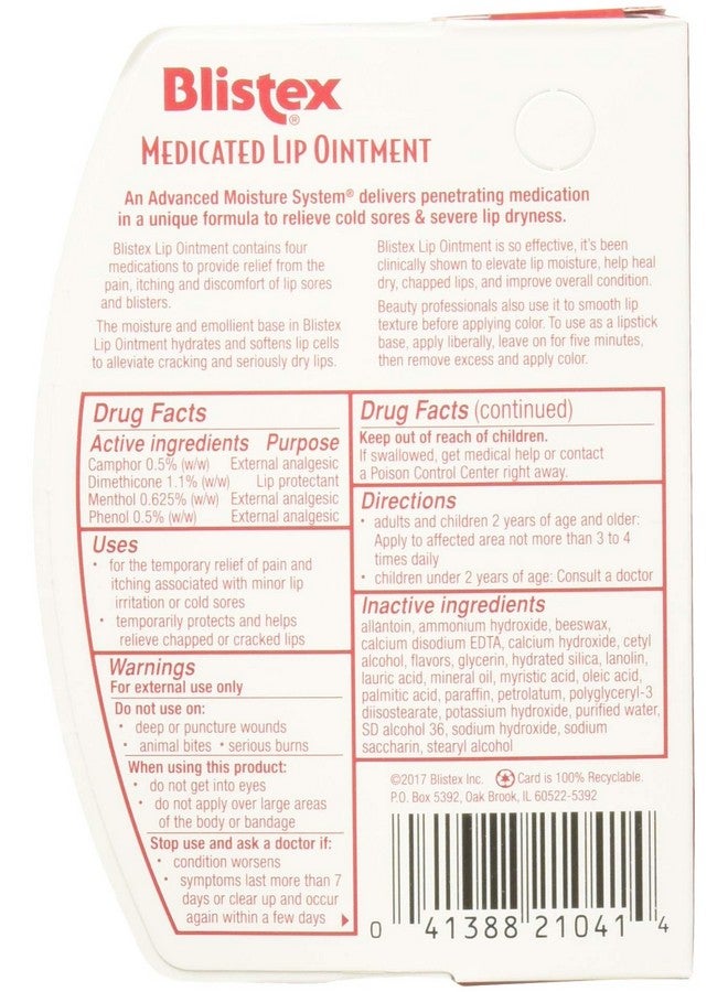 Lip Ointment Medicated 0.35 Oz (Pack Of 3)