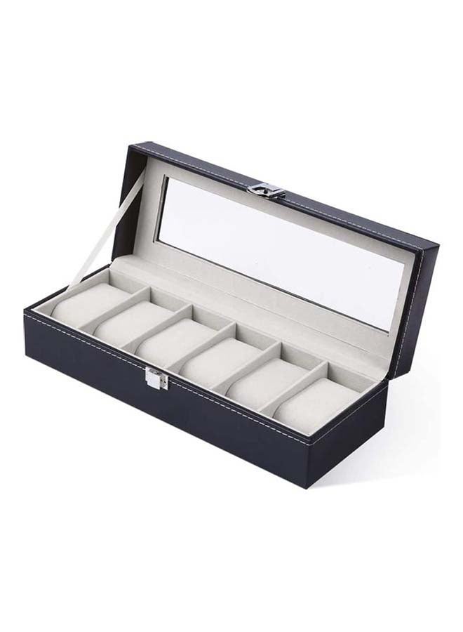 Watch Box 6 Slot PU Leather Top Glass Display Watch Storage Jewllery Case Organizer