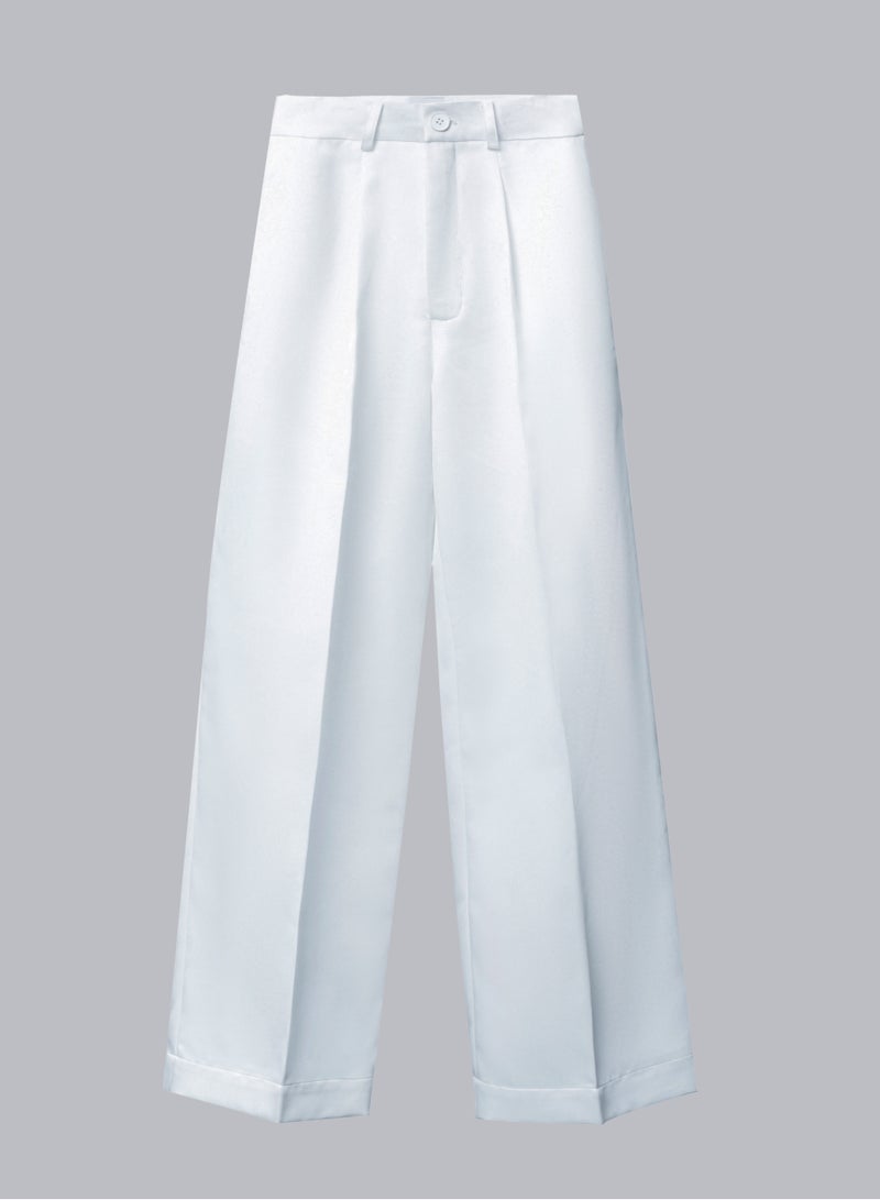 CAOSTU • WHITE WOMEN'S WIDE-TUBE PANTS