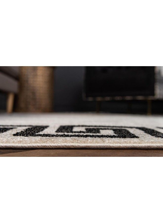 Athens Collection Classic Geometric Modern Border Design Area Rug 2 Ft X 6 Ft Beige Black