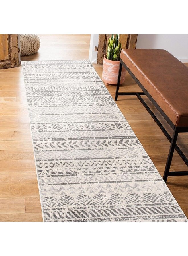 Geometric Boho Perfect For High Traffic Areas Of Your Living Roombedroomhome Officekitchen Runner Rug 2' X 7' Gray