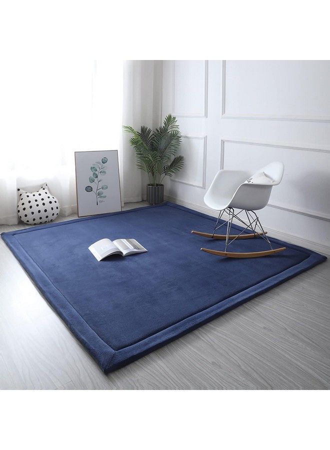 Soft Tatami Mat Area Rug Pad Nonslip Memory Foam Carpet Large Playmats For Kids Crawling Mat Antiskid Doormats Living Room Bedroom Mat Women Gym Mat (Navy Blue)