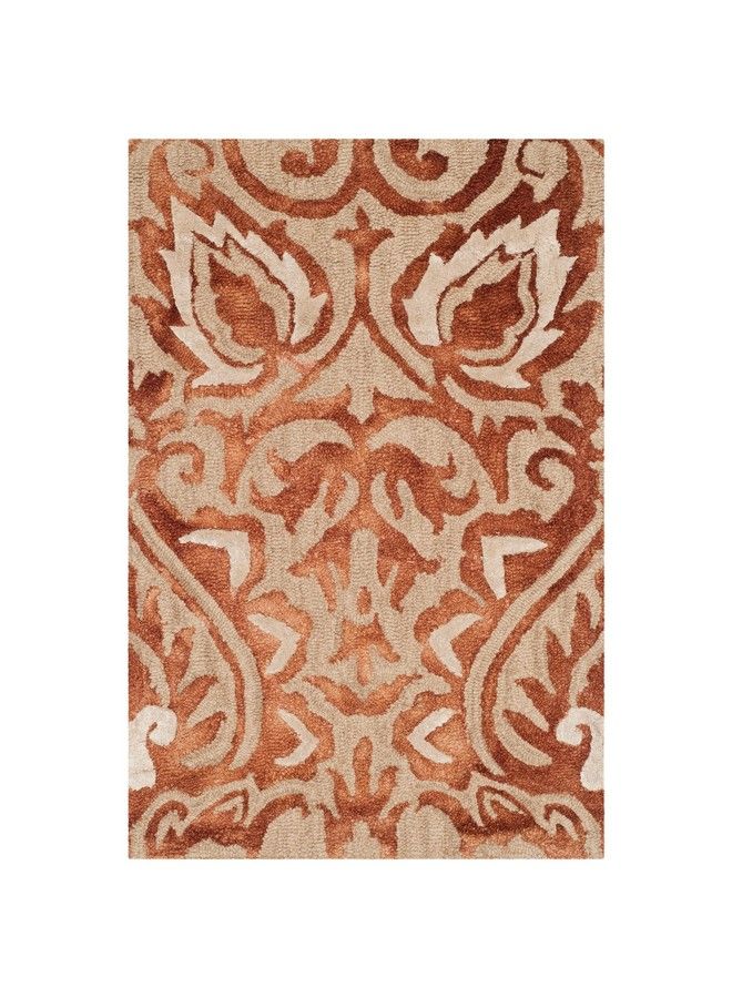 Dip Dye Collection 2' X 3' Copper Beige Ddy511Q Handmade Damask Premium Wool & Silk Accent Rug