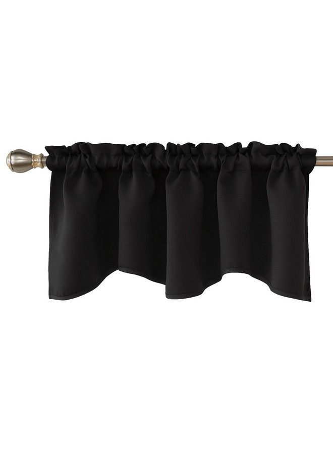 Black Kitchen Valances For Windows Blackout Window Valance For Living Room Bathroom Rod Pocket Valance Curtains (52X18 Inch Black 1 Panel)