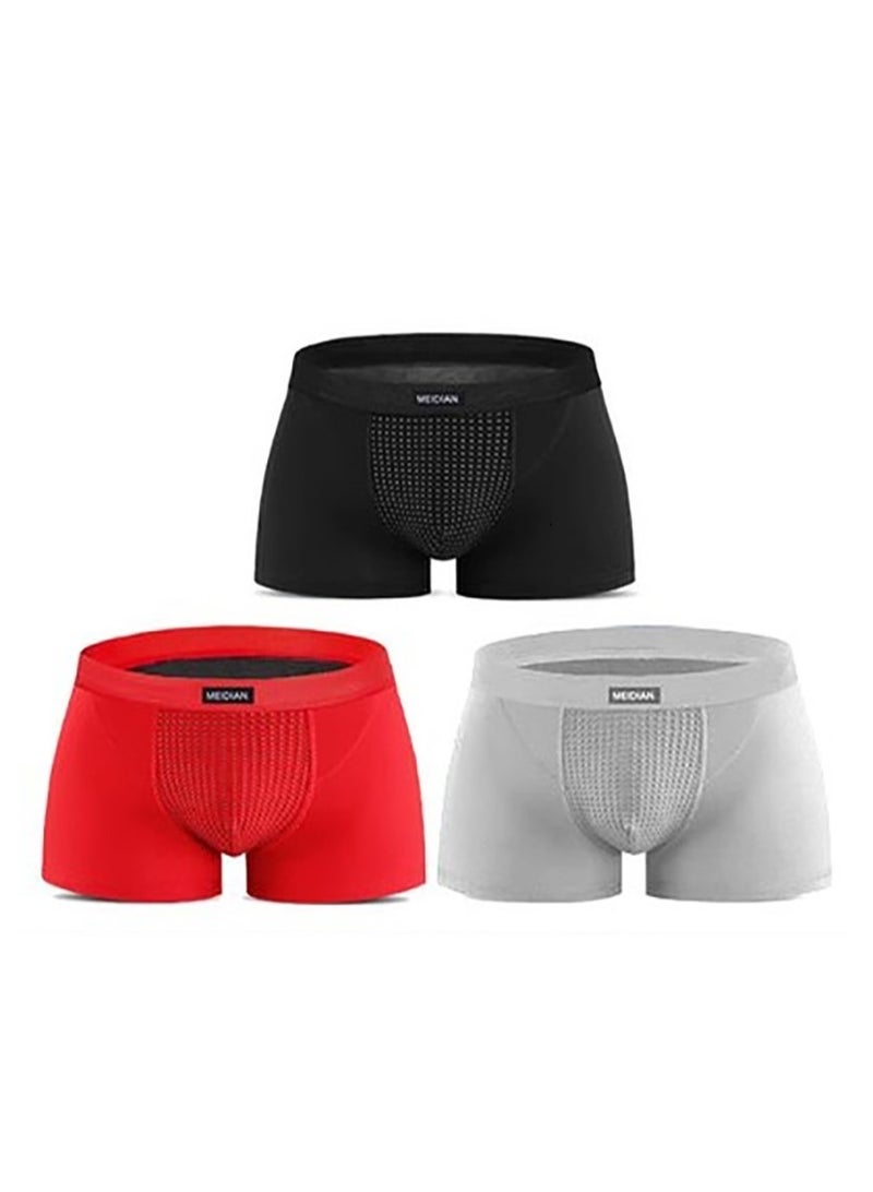 3pcs Magnetic Therapy Underwear Breathable Elastic Panties with 18 Energy Magnets Negative Ion Purification System Health Care Underwear for Men