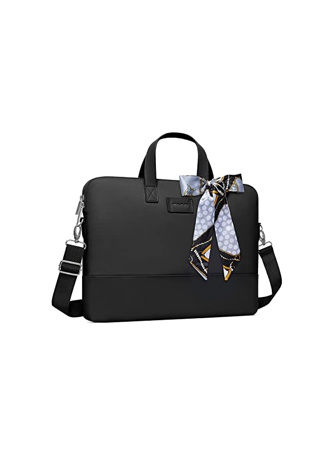 MOSISO Laptop Bag for Women Computer Bag Laptop Shoulder Carrying Messenger Bag with Strap and Silk Scarf