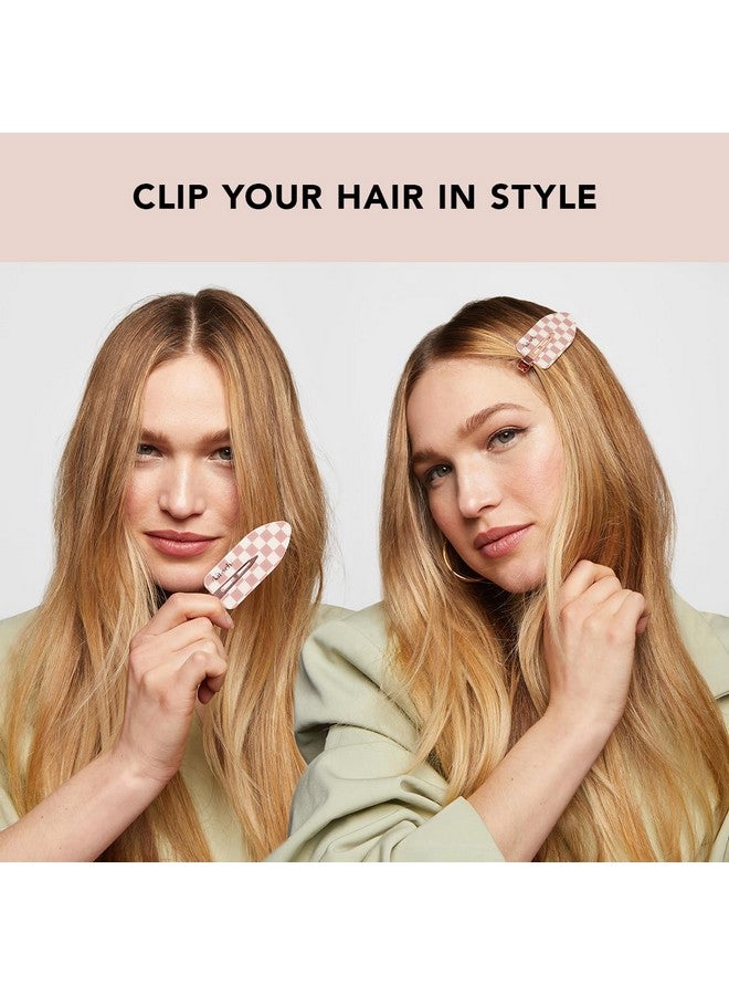Creaseless Hair Clips Recycled Plastic Xl No Bend Hair Clips For Makeup | No Crease Hair Clips | Stylish Make Up Hair Clip | Hair Accessories Styling Clips 2Pcs (Terracotta Checker)
