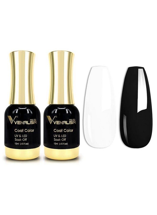 Venalisa 2Pcs Black White Gel Nail Polish Kit Nail Gel Polish Set Soak Off Uv Led Nail Art Starter Manicure Salon Diy At Home