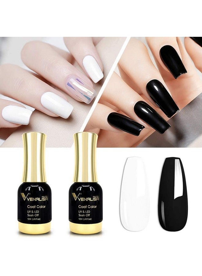 Venalisa 2Pcs Black White Gel Nail Polish Kit Nail Gel Polish Set Soak Off Uv Led Nail Art Starter Manicure Salon Diy At Home