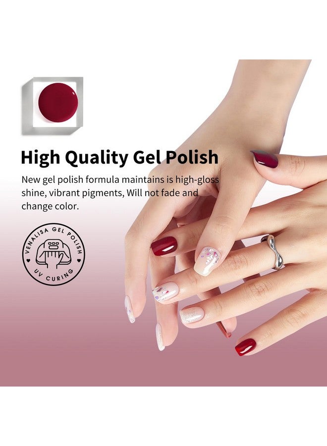 Venalisa Gel Nail Polish 12Ml Claretred Color Soak Off Uv Led Nail Gel Polish Nail Art Starter Manicure Salon Diy At Home 0.43 Oz