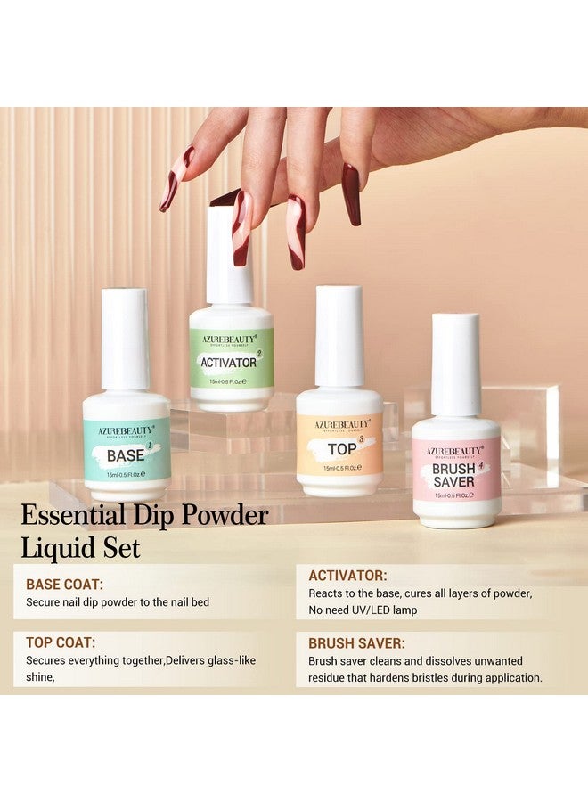 Dip Powder Liquid Set 15Ml0.5Oz 8 Pcs Dipping Powder Base Activator And Top Coat Brush Saver Nail File Necessary Tools For Dip Powder Nail Kit No Nail Lamp Needed