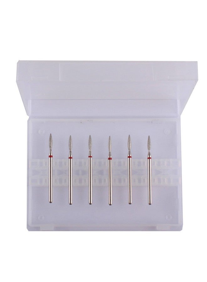 Flame Cuticle Drill Bit Set With Case 6Pcs Pro Diamond Nail Bits For Nail Salon Manicure