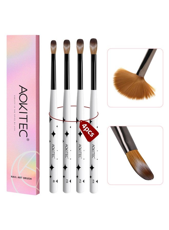 Acrylic Nail Brush Set 4Pcs Kolinsky Acrylic Nail Brushes Size 8101214 Nail Brushes For Acrylic Powder Acrylic Application Nail Extension & 3D Nail Carving For Beginner & Professional