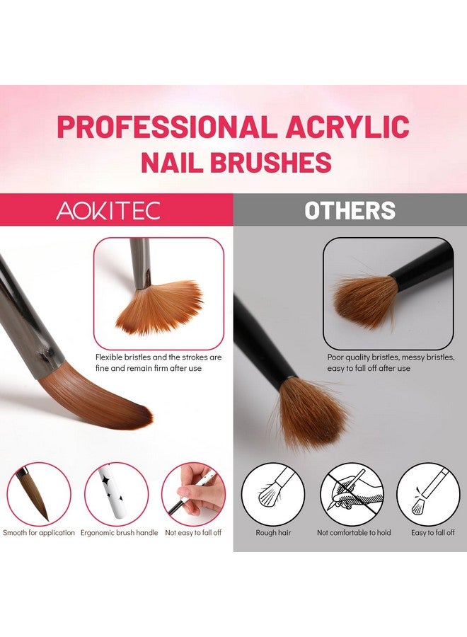 Acrylic Nail Brush Set 4Pcs Kolinsky Acrylic Nail Brushes Size 8101214 Nail Brushes For Acrylic Powder Acrylic Application Nail Extension & 3D Nail Carving For Beginner & Professional