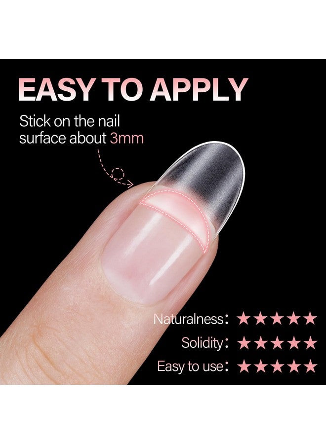 Short Almond Nail Tips Acrylic Clear Half Cover Nail Tips False Soft Gel Nail Tips Matte Nail Extension Press On Fake Nail Tips For Nail Manicure Home Diy 240Pcs 12 Sizes