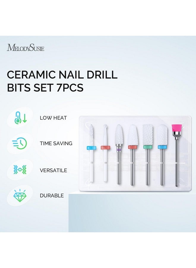 Ceramic Nail Drill Bits Set, 3/32'' (2.35Mm) Professional Acrylic Nail File Drill Bit For Manicure Pedicure Cuticle Gel Nail Polishing 7Pcs