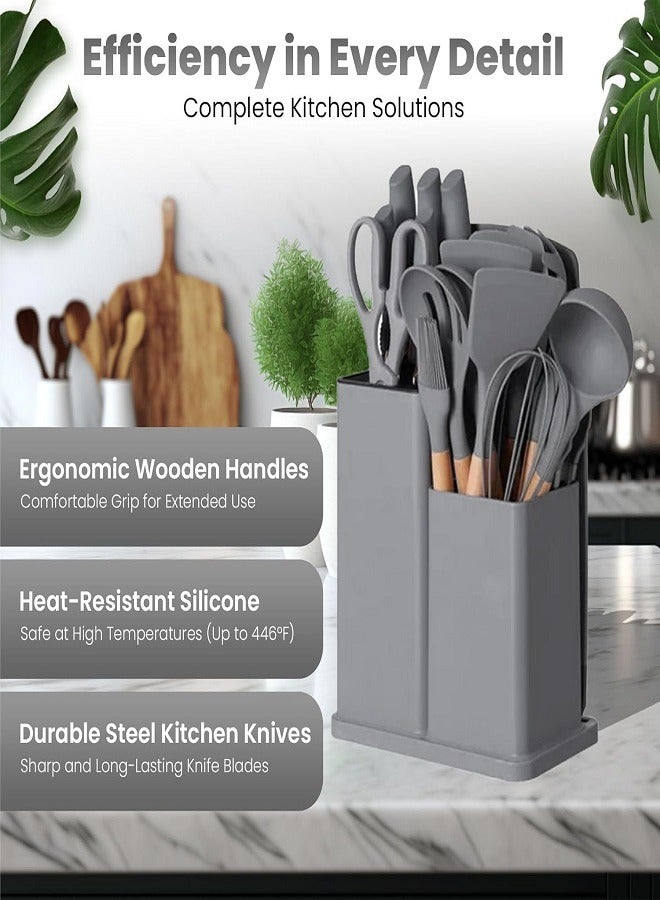 Kitchen Utensils  Silicone Cooking Utensils with Holder Non stick Cookware Friendly And Heat Resistant