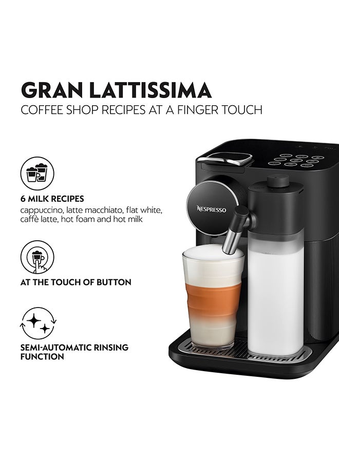 Nespresso Original Gran Lattissima Black, Coffee Machine 1.3 L 1400 W F531-ME-BK-NE Black