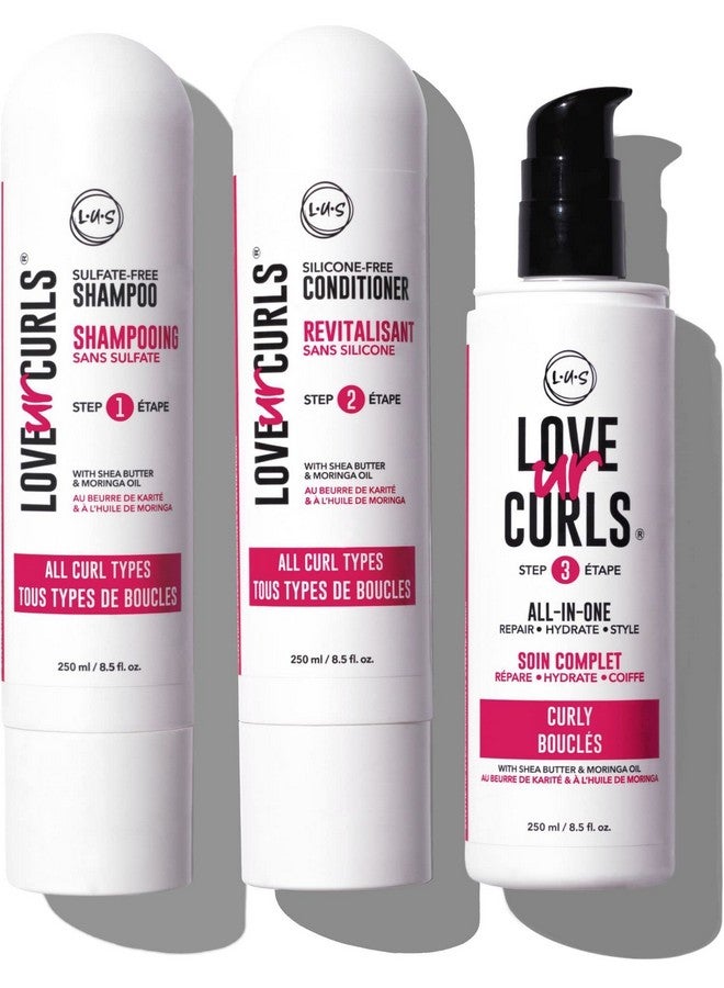 Lus (Love Ur Self) 3Step System Shampoo And Conditioner Set With Allinone Styler For Curly Hair Nongreasy & Moisturizing 8.5Oz Each