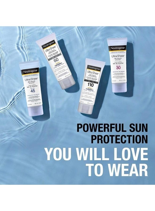 4-Piece Ultra Sheer Dry-Touch Sunscreen SPF 60 Water & Sweat Resistant 88ml