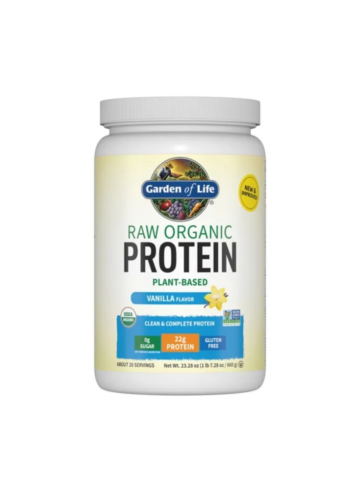 Garden Of Life Raw Organic Meal, Plant-Based Meal Replacement Shake 22g Protein zero sugar and Gluten Free, Vanilla Flavor 1 LB