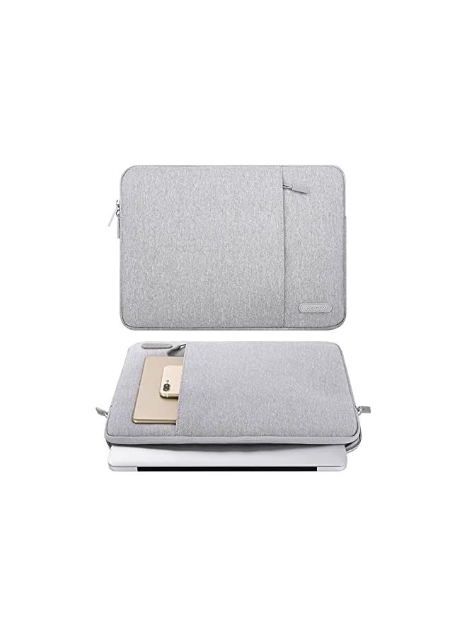 Laptop Sleeve Bag Compatible with MacBook Air 15 inch M2 A2941 2023/Pro 15 A1990 A1707, 15 Surface Laptop 5/4/3,Dell XPS 15,HP Stream 14 inch, Polyester Vertical Case with Pocket, Gray