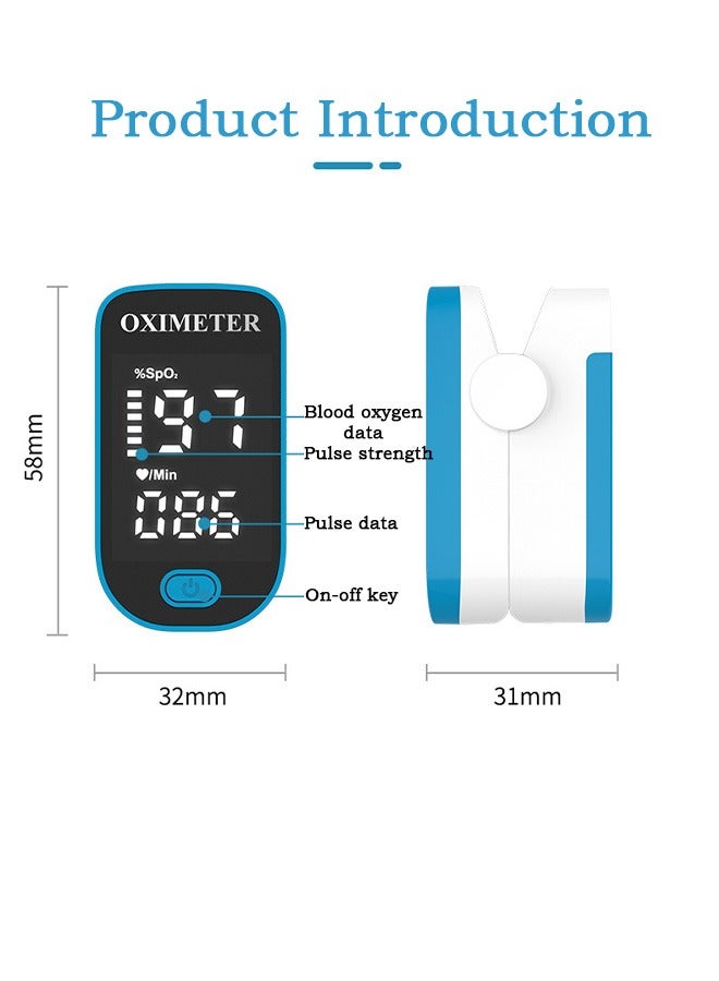 Finger Clip Oximeter, Portable LED Screen Heart Rate Monitor, for Sports Enthusiasts Medical Blood Oxygen Saturation Detection