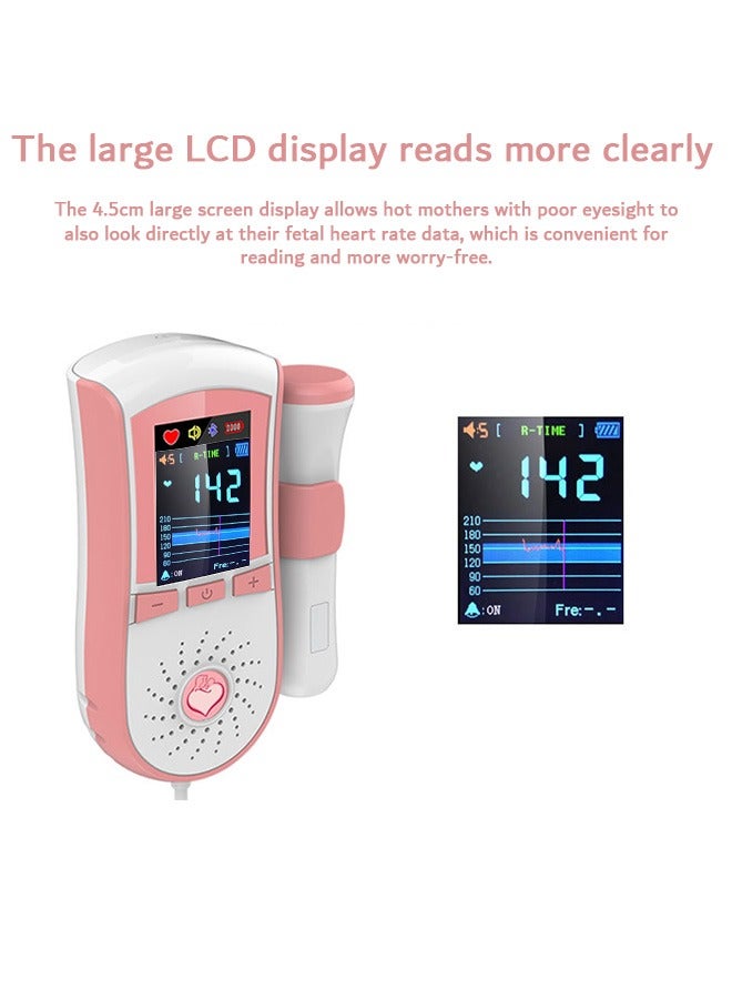 Ultrasound Doppler Fetal Heart Rate Monitor, Prenatal Heartrate Monitor, with LCD Screen