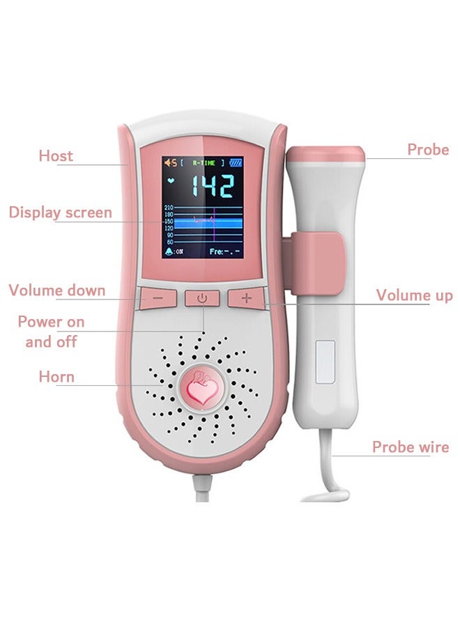 Ultrasound Doppler Fetal Heart Rate Monitor, Prenatal Heartrate Monitor, with LCD Screen