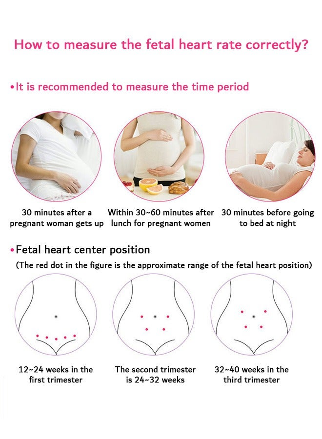 Ultrasound Doppler Fetal Heart Rate Monitor, Prenatal Heartrate Monitor, with LCD Screen