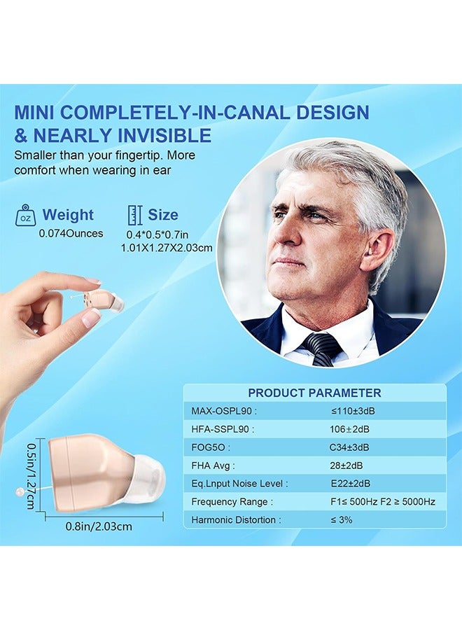 Hearing Aids, Invisible Magnetic Assistive Listening Devices, Contact Charging Box with LED Power Display (Black)