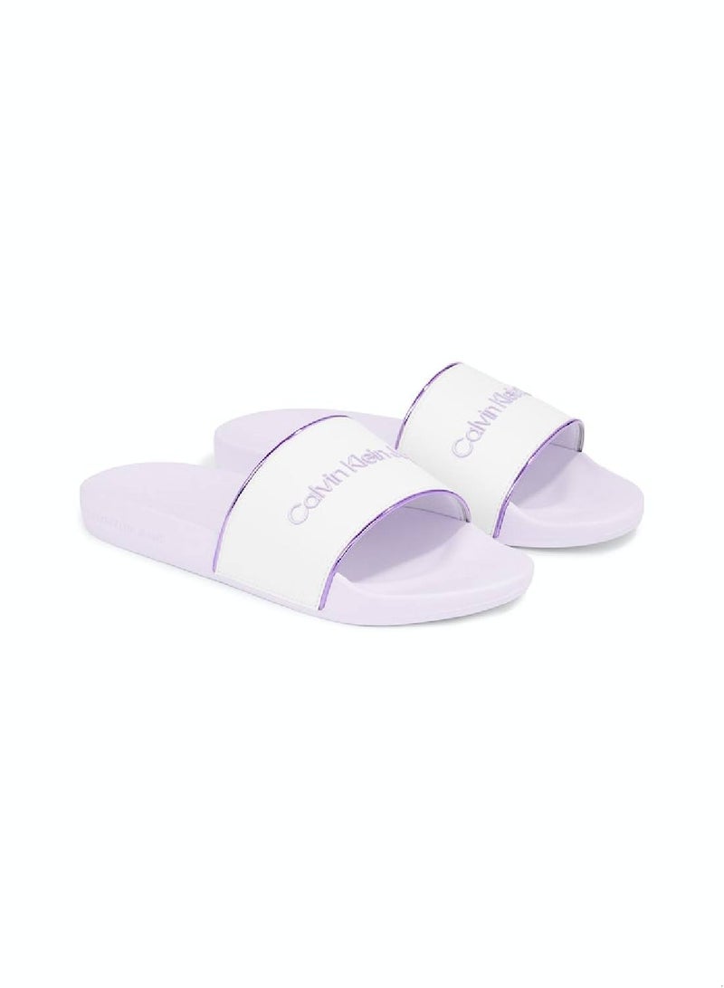 Women's Slide Institutional Flip Flops - Polyester, White